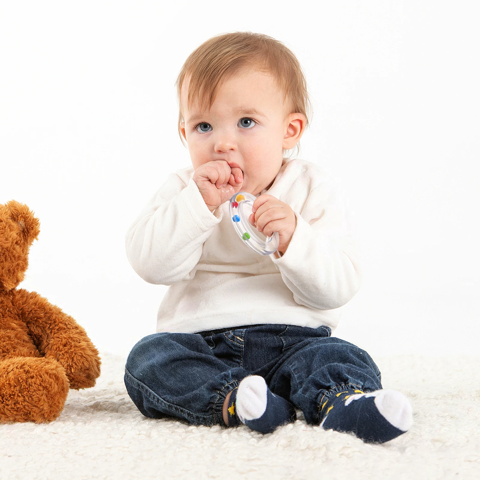 กระดิ่งมือ 6 ชิ้น แบบใส พกพาสะดวก ของเล่นเขย่ามือเด็กทารก ทำจากพลาสติก ปลอดภัย เป็นเครื่องดนตรีเสริมพัฒนาการ สำหรับเด็กแรกเกิด ช่วยให้สบาย