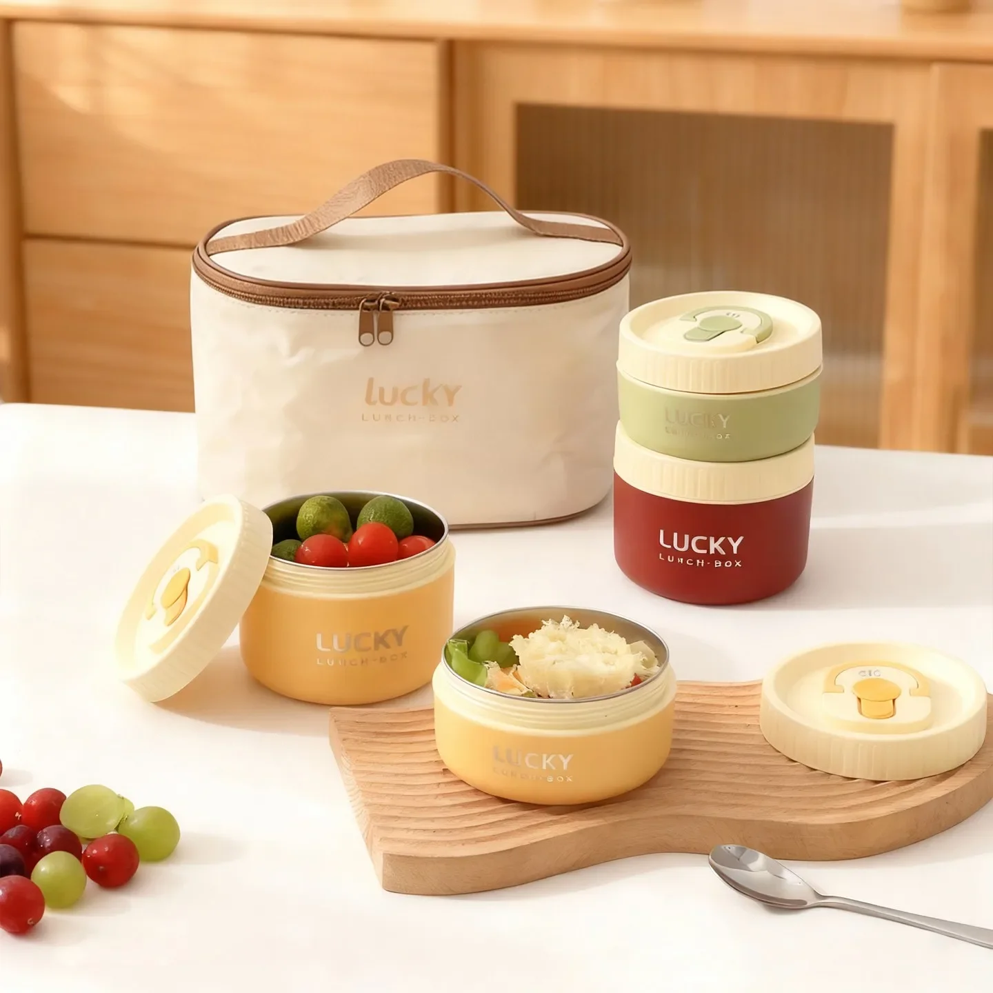 304 Stainless Steel Thermal Lunch Box Reusable Leak-proof Fruit Salad Insulated Food Container For Kids Students Microwave Safe