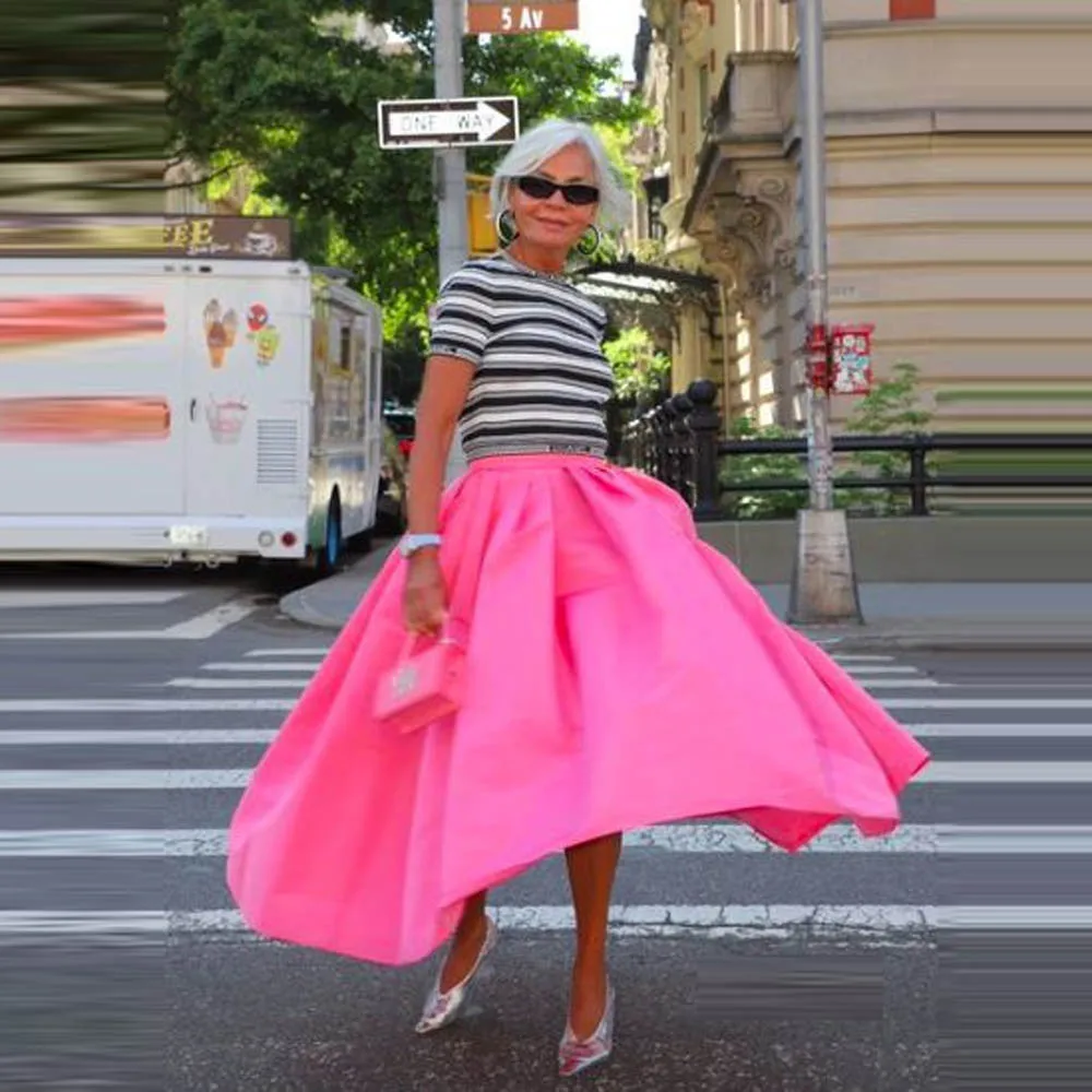 

Hot Pink Satin Women Skirt Without Top Ankle Length Women Formal Party Skirt Women Saias Formal Wear