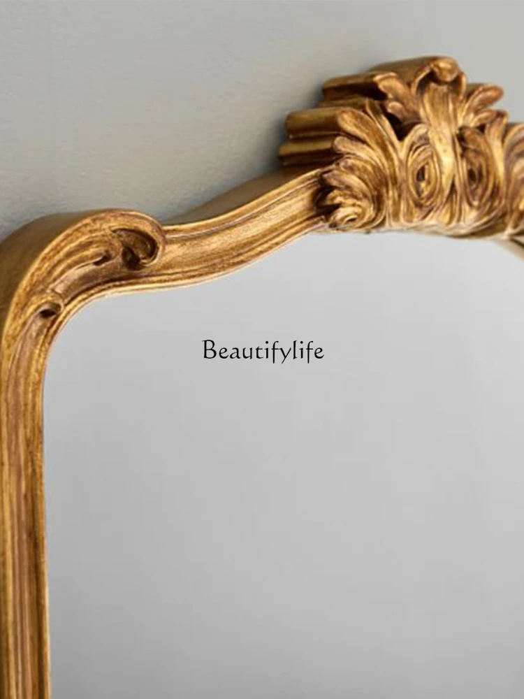 French wall-mounted floor-to-ceiling mirror full body luxury simple foyer fitting mirror