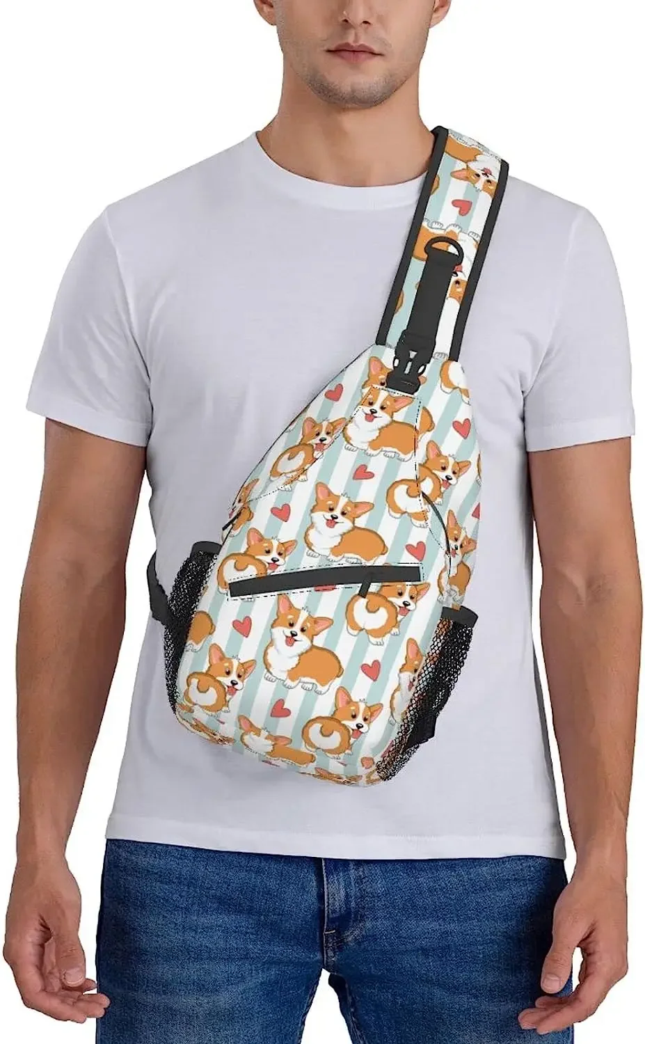 Kawaii cão estilingue saco de viagem crossbody mochila peito caminhadas daypack sacos de ombro casuais para mulheres homens com alça leve