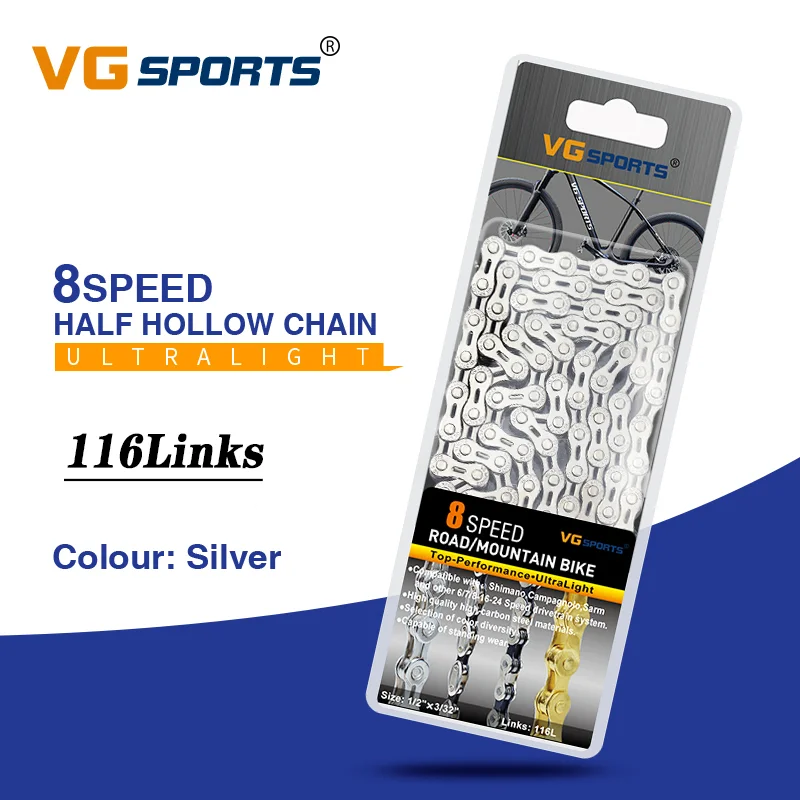 SUNSHINE 8S Cassette VG 8S semi hollow 116L Chain Road/MTB Bike Kit 23/25/28/30/32/36/40/42/46T HG Flywheel for K7 8V Groupset