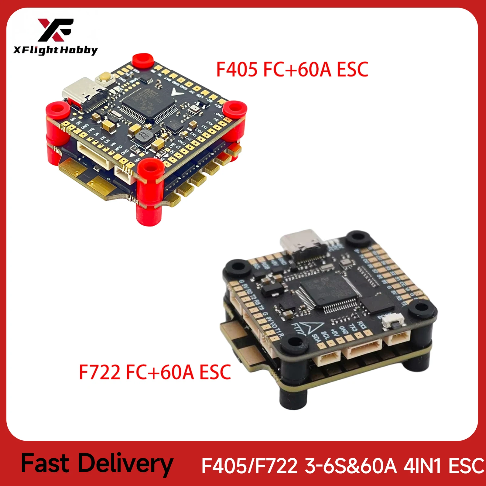 XFlight Hobby F405/F722 Flight Controller 3-6S 60A BLheli_S 4IN1 ESC Stack BF/INAV for Mark4 FPV 5-10Inches Drone Quadcopter DIY