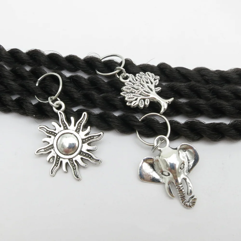 10 قطعة/الحزمة شجرة/الفيل/ورقة DIY بها بنفسك حلقات الشعر جديلة الرهبة Dreadlock الخرز مقاطع السحر الأصفاد ل إكسسوارات الشعر التمديد #4