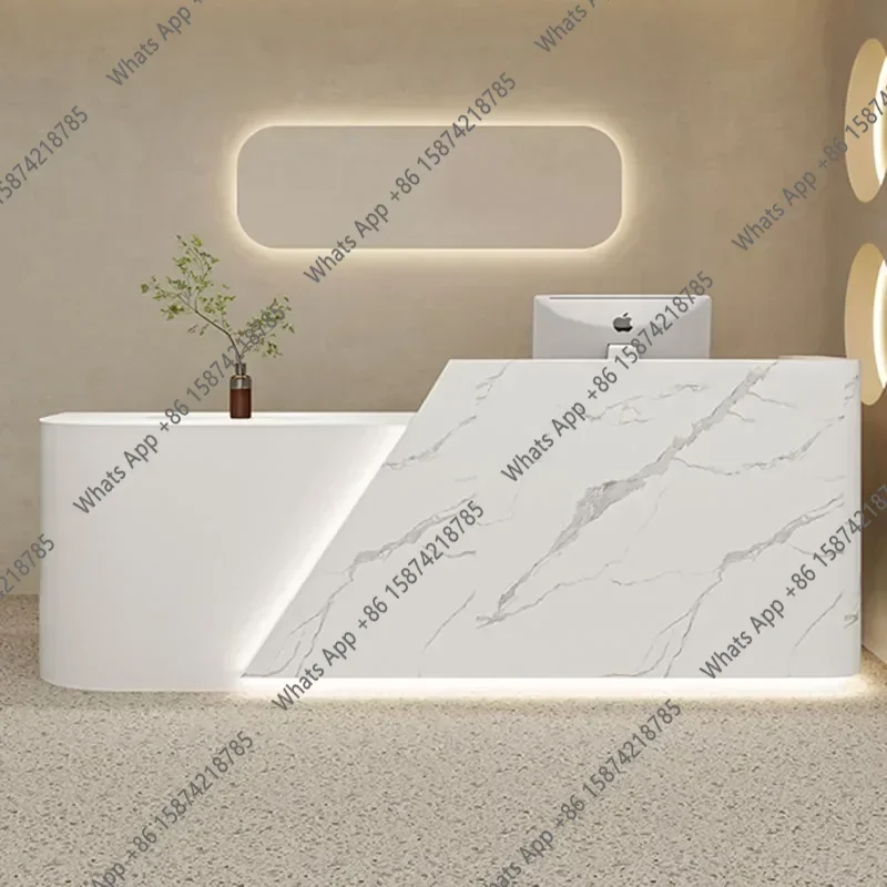 Sm Minimalist Scrivania Postmodern Beauty Pulpit Salon Reception Desk White Mobile Checkout Cash Reception Desks Pulpitos X