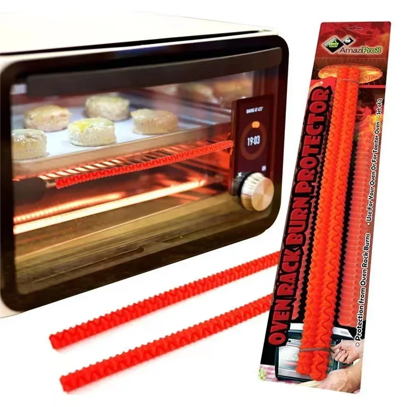 1 Set Heat-resistant Silicone Oven Rack Guard Shelf Edge Burn Protection Kitchen Avoid Scalding Protector Tool 2 Pieces