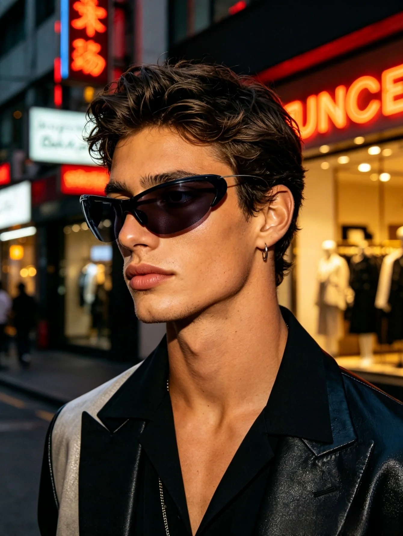 1PC Men’s Sunglasses, New Design, Unique, Niche, Trendy, Futuristic, Half-Frame, Futuristic, Hip-Hop, Streetwear, Everyday Acces