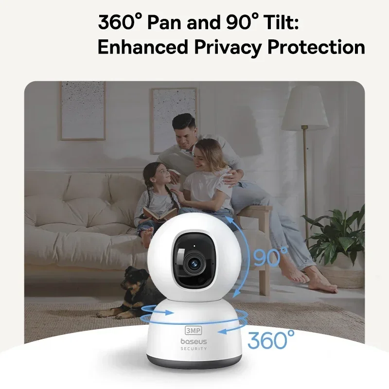 Baseus Security P1 Lite Indoor Camera 2K 3MP Pan&Tilt Smart Mini WiFi IP Camera Wireless Home Security Full HD Auto AI Tracking