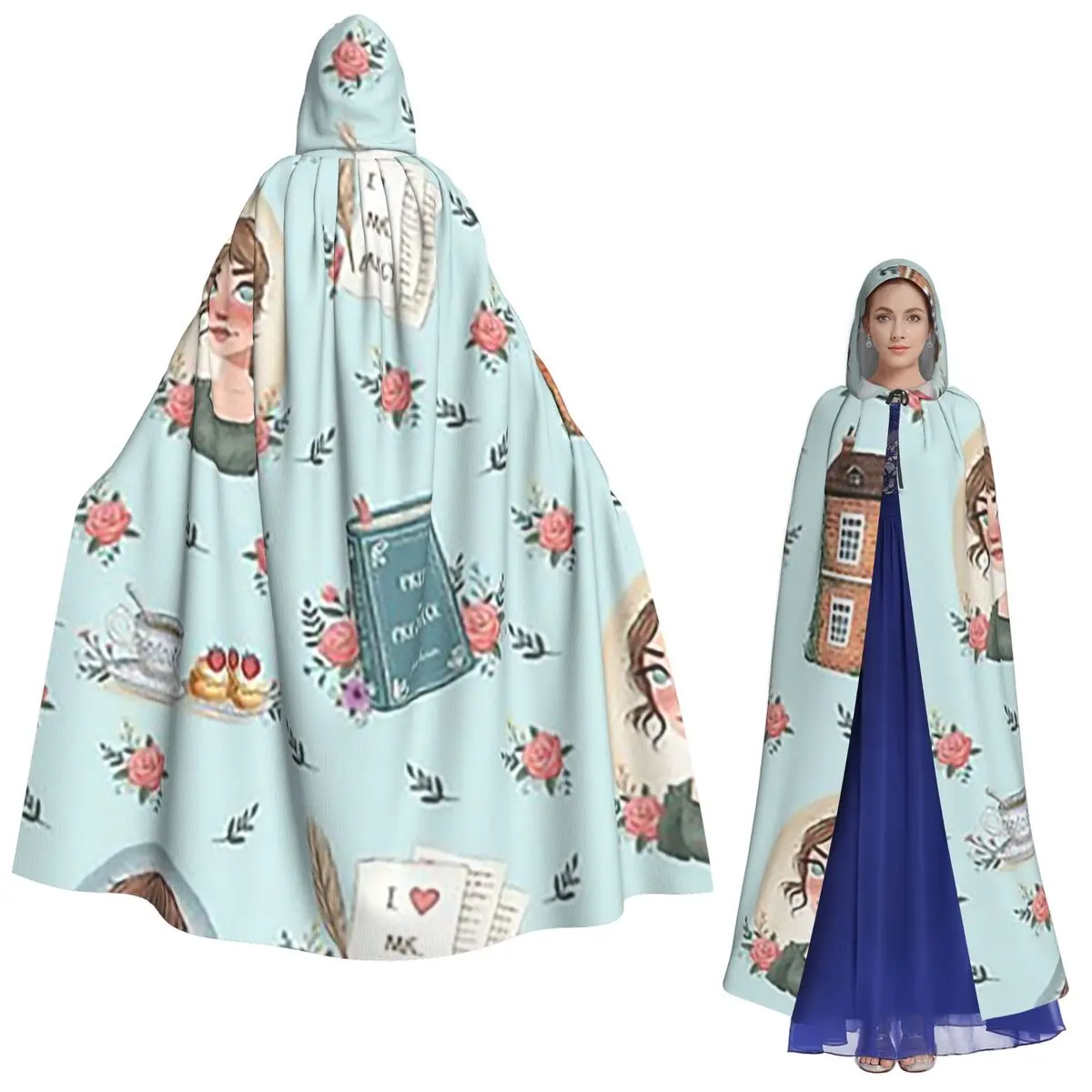 プライドと偏見 - ジェーン・オースティンのインスピレーションを受けたロングフード付きマント 魔女 中世衣装 コスプレ ケープ ハロウィンパーティー 大人用 ユニセックス