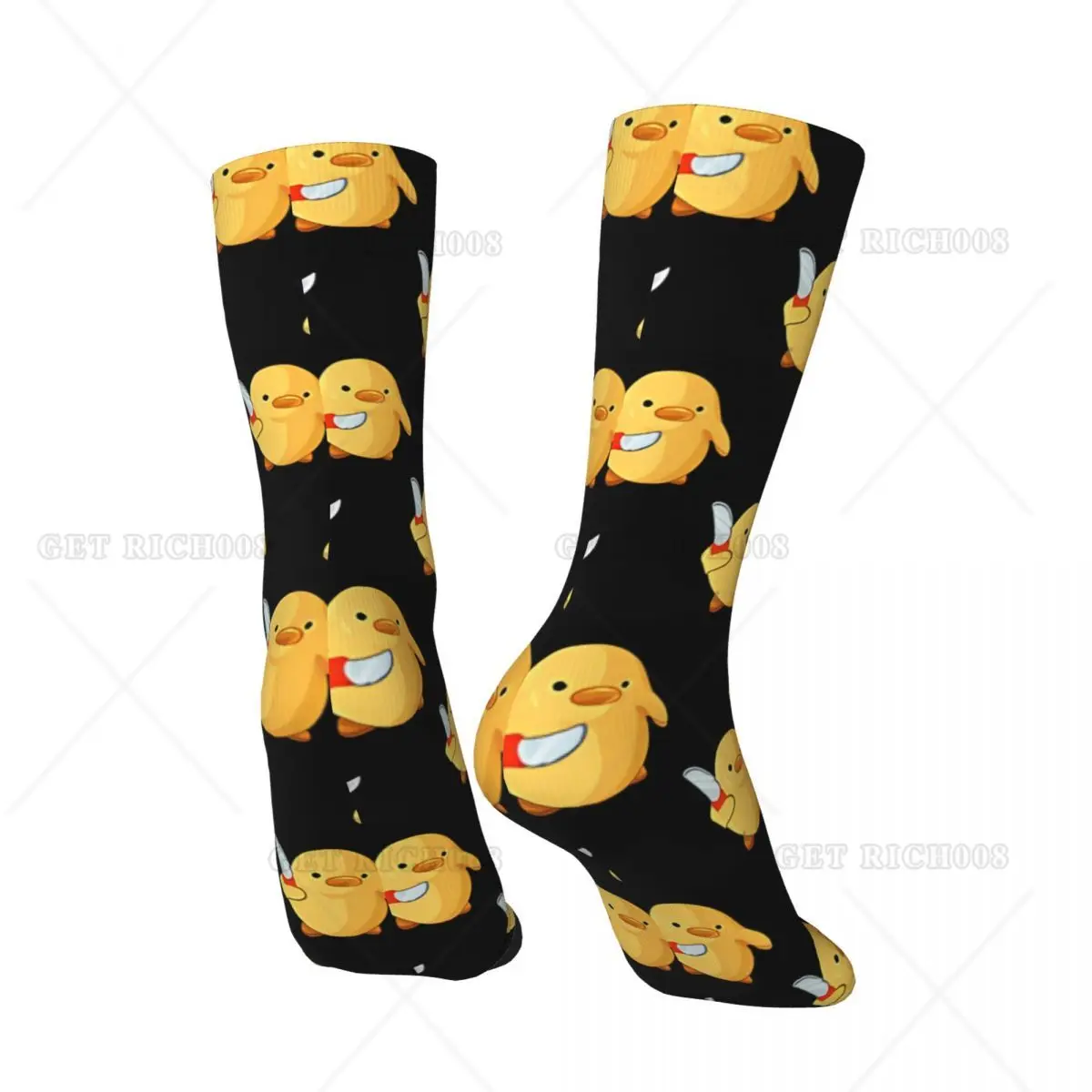 Happy Men's Socks Duck With Knife Retro Street Style Casual Pattern Crew Crazy Sock Gift Printed