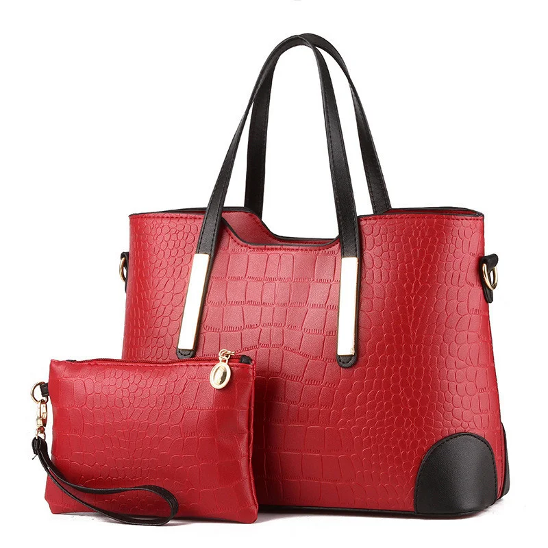 

Women Bag Vintage Messenger Bags Handbags Top-Handle Crocodile Pattern C Purse Wallet Leather Shoulder Female Handbag