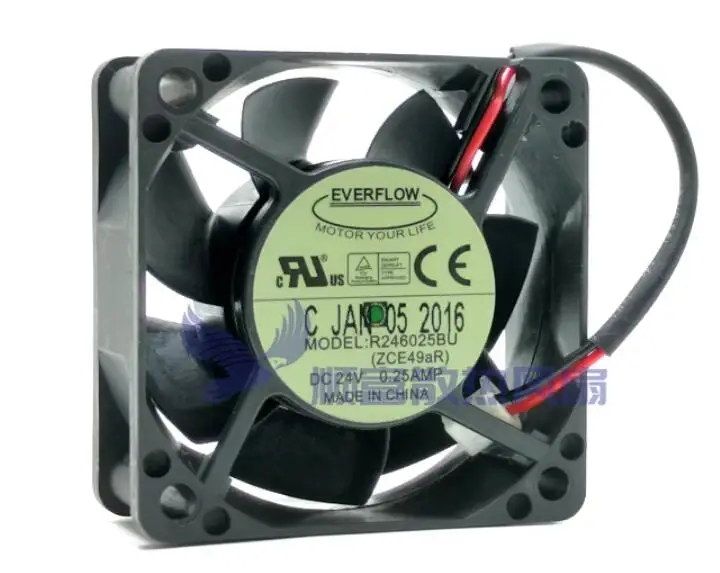 EVERFLOW R246025BU DC 24V 0.25A 60x60x25mm 2-Wire Server Cooling Fan