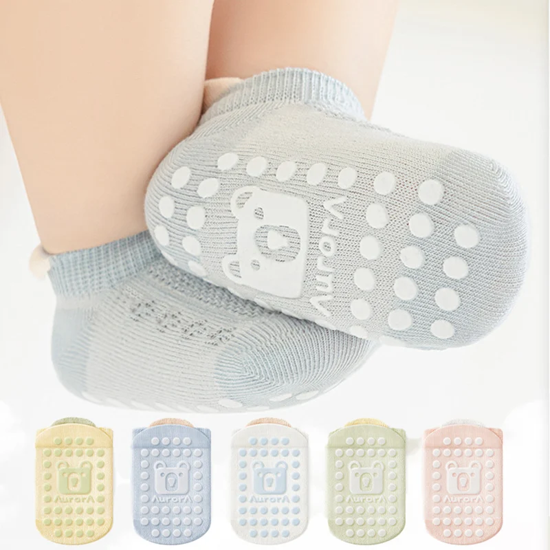 

Summer Baby Mesh Socks Solid Color Anti-Slip Kids Floor Sock Thin Breathable Infant Boat Sock 0-5Year Boy Girl Children Footwear