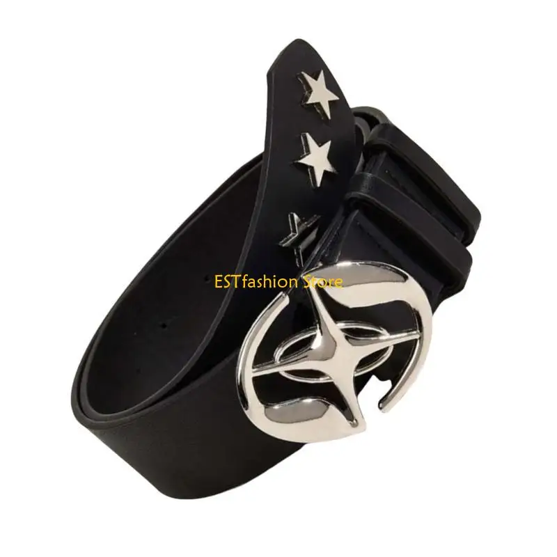 Y5GC All Matching Waist Belt Fashion Star Moon Buckle Hollowed Waistband Dresses Belt Elegant Pants Belt Simple Waist Decors