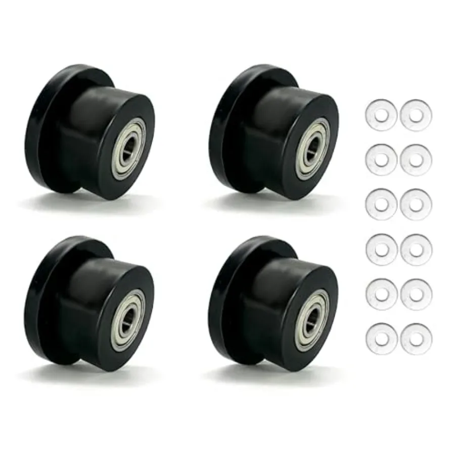 4-Pack Universal Gym Machine Roller Wheels - Heavy-Duty Black Plastic Rollers for Multi-Model Home Fitness Equipment, Direct Re