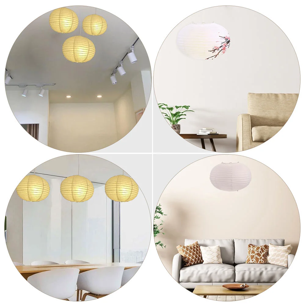 2 Pcs Balloon Paper Lampshade White Light Bulbs Shades Ceiling Wrought Iron Cover