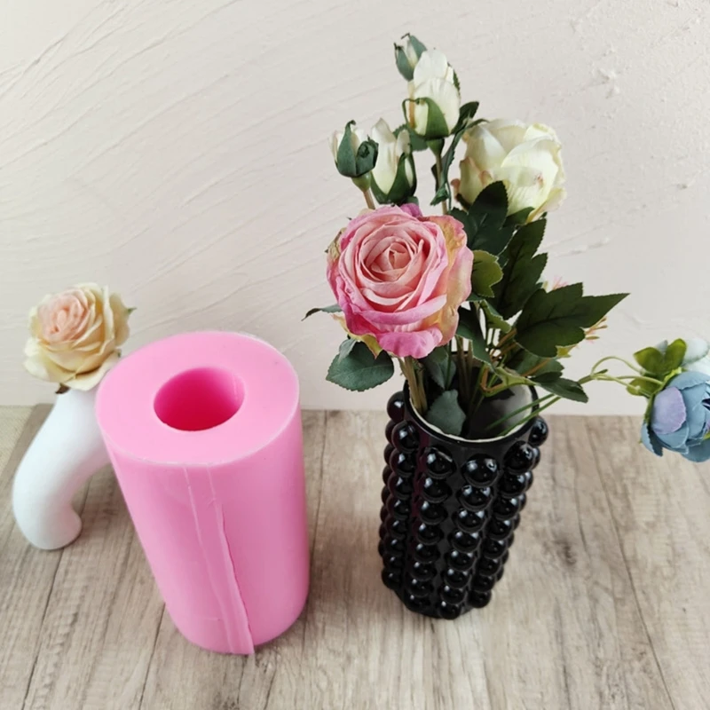 Nonstick Bubble Cylinder Vase Silicone Mold Pen Holder Epoxy Resin Mold Desktop Decoration Mold for DIY Craft Ornament