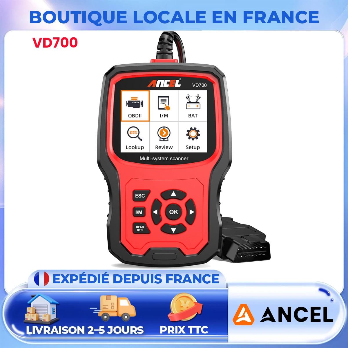 ANCEL VD700 OBD2 Scanner for VW Audi Seat for Skoda Oil EPB ABS SAS TPMS Oil Reset Full System Code Reader Diagnostic Scan Tools