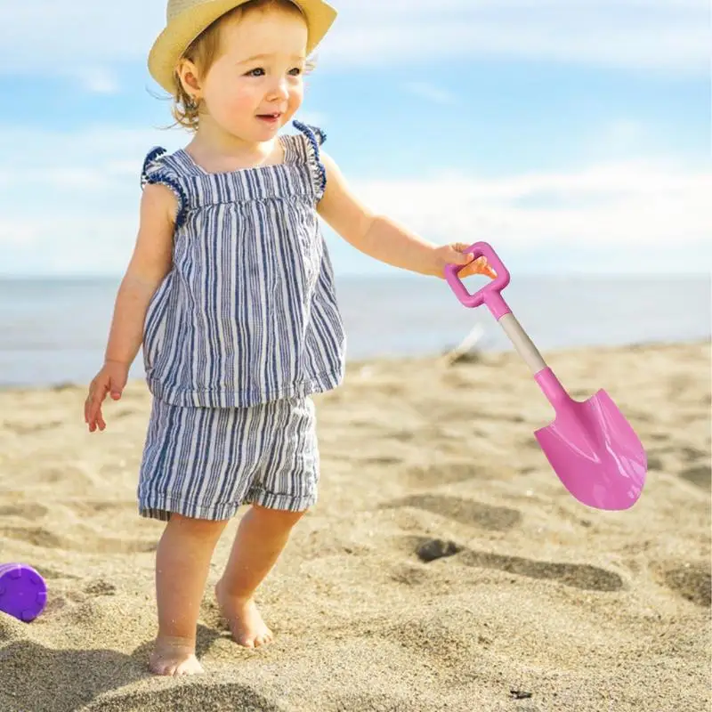 Pala de arena de madera para niños, pala de nieve para jardín, herramientas de plantación para patio trasero, juguete de playa de viaje, mango de madera resistente, Playa colorida para niños