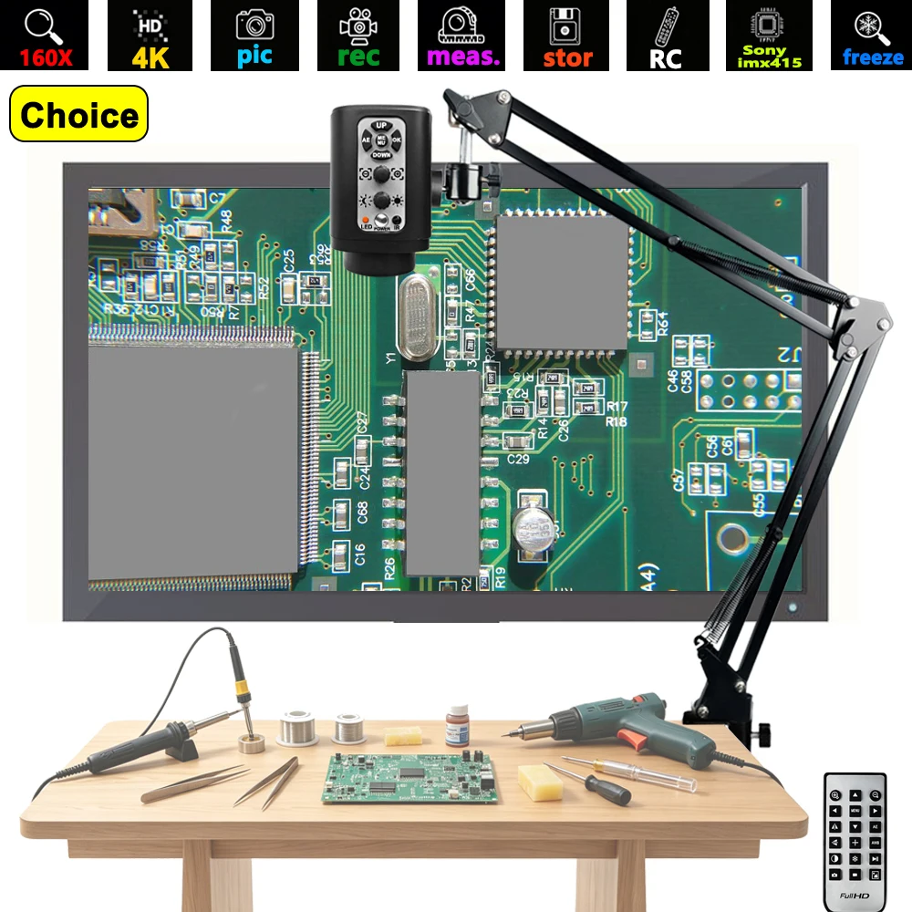 YIZHAN 4K Digital Microscope With Measurment, 160X Digital Zoom Soldering Microscope For Electronics, 10-60cm Working distance
