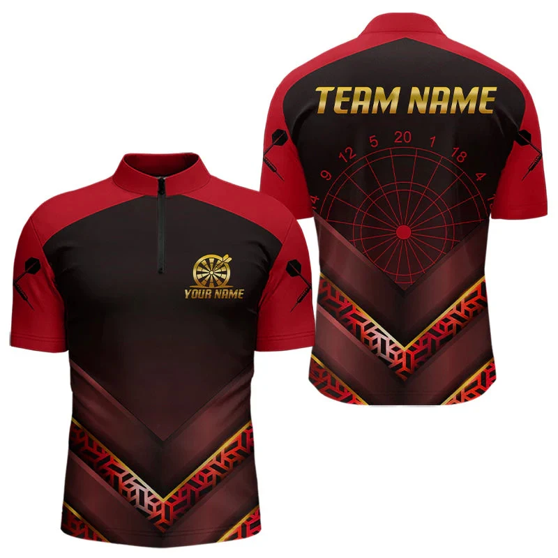 PLstar Cosmos' new personalized 3D printed red dart pattern polo shirt, unisex, casual team throwing sports series -9