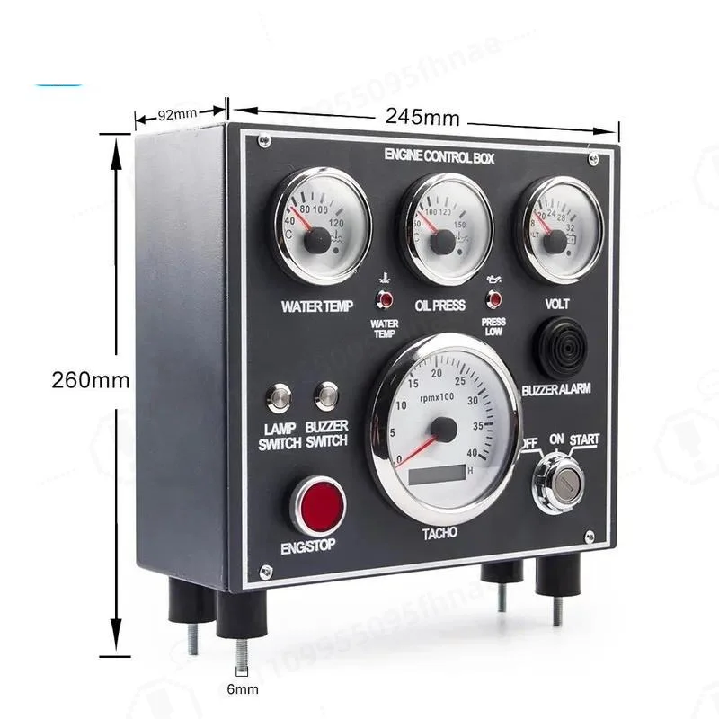 Diesel Engine Four Protection Instrument Box Needle Water Temperature Oil Pressure Speed Battery Voltmeter Display Start And