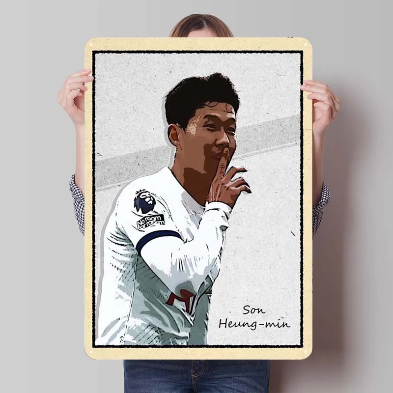 Son Heung Min Tinplate Sign Sports Poster Bedroom Decoration Vintage Metal Sign Plaque for Wall Art Decoration Home Decor Retro