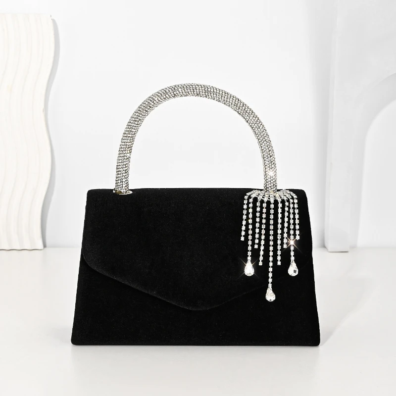 Women's White Wedding Party Bags Diamond Tassels Evening Bag Elegant Ladies Square Handbags Bolso Rosa Palo Navy Blue Burgundy