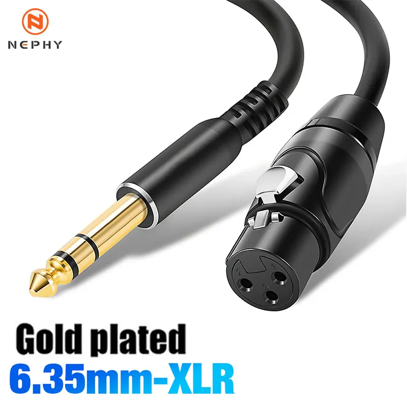 Jack 6.35mm To XLR Microphone Speakers Audio HiFi Cable 3Pin Female To 6.5mm Male for Mixer Guitar Stereo System Power Amplifier