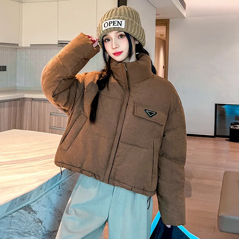 Cotton Padded Coat Stand Collar Long Sleeve Durable down Coat Winter Women's Puffer Jacket Warm Thickened Fashionable Outerwear