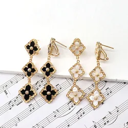 2024 New Four-leaf Clover Earrings Copper Plated 18K Gold Earrings Trendy Fashion Ladies Gift