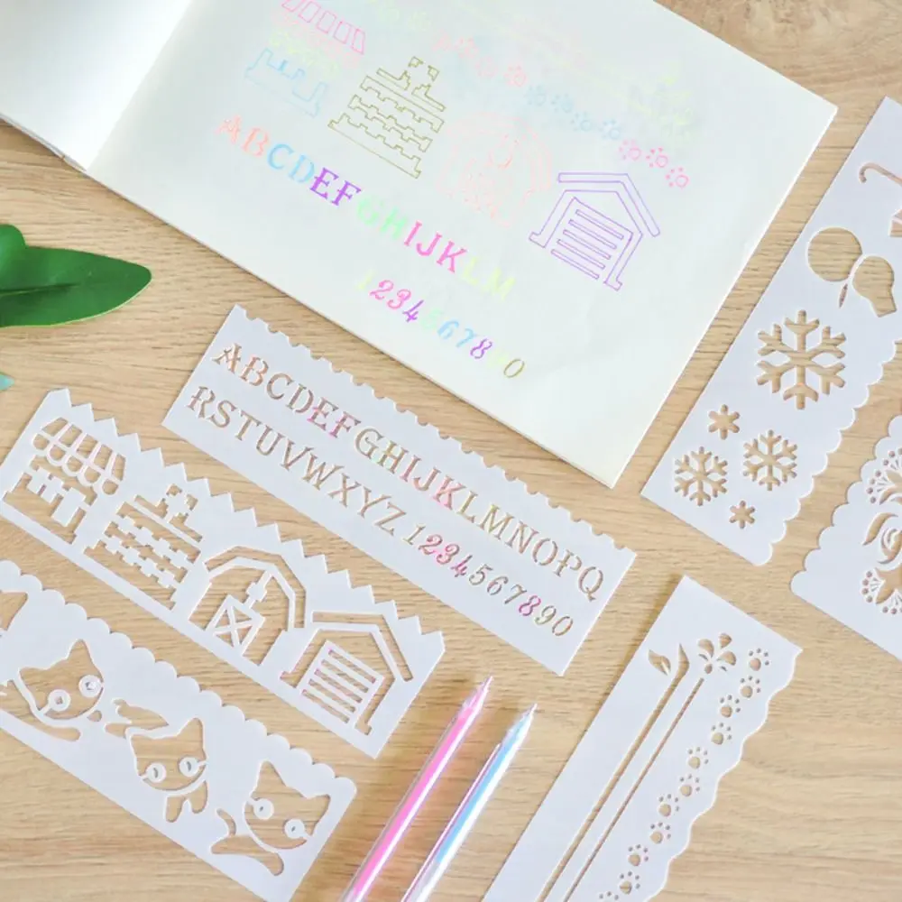 

Hollowed Hand Painted Photo Album Copy Stencil Scrapbooking Drawing Templates DIY Template Drawing Stencils Letter Stencil