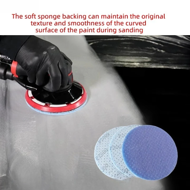 20pcs 6-inch 150mm Flexible Sponge Sandpaper for Automotive Polishing, Self-adhesive Flocking Abrasive