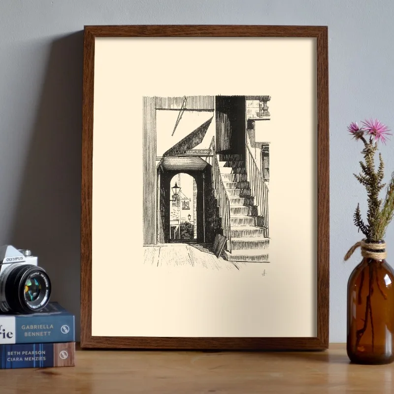 Vintage Edinburgh Castle Pen Ink Drawing Sketch Poster Scottish Architecture Canvas Painting Wall Art for Living Room Home De view 5