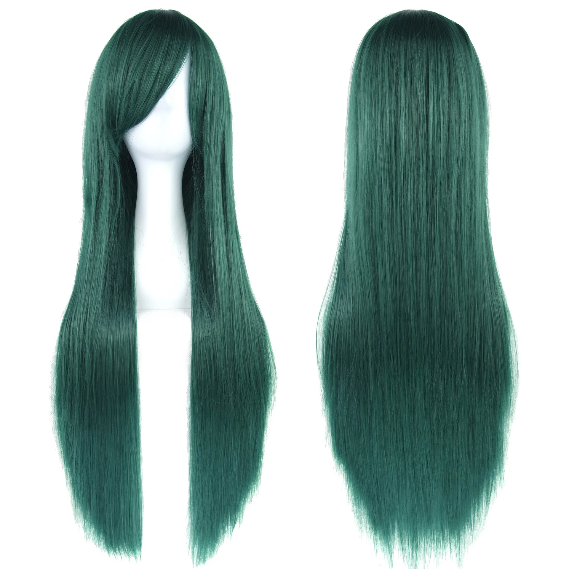 80cm Long Synthetic Hair White Purple Cosplay Wigs Party Black Hair for Women Straight Wig Hairpiece