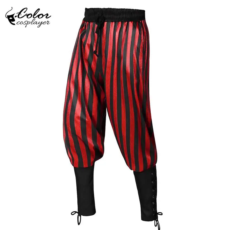 Cor cosplayer vertical modelado calças pirata medieval tornozelo ligação calças pirata cosplay traje carnaval festival wear