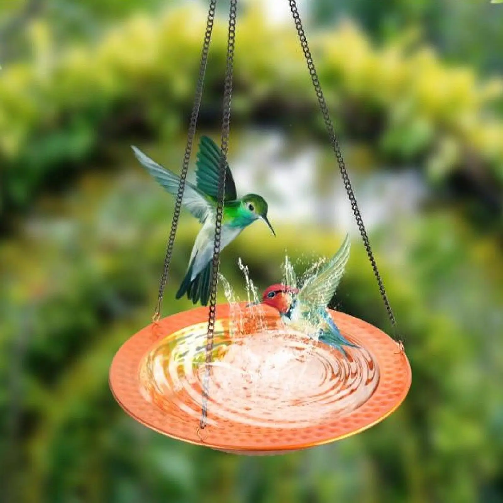 

Bird Feeder Water Bowl Railing Hummingbird Outdoor Garden Hanging Bird Bath
