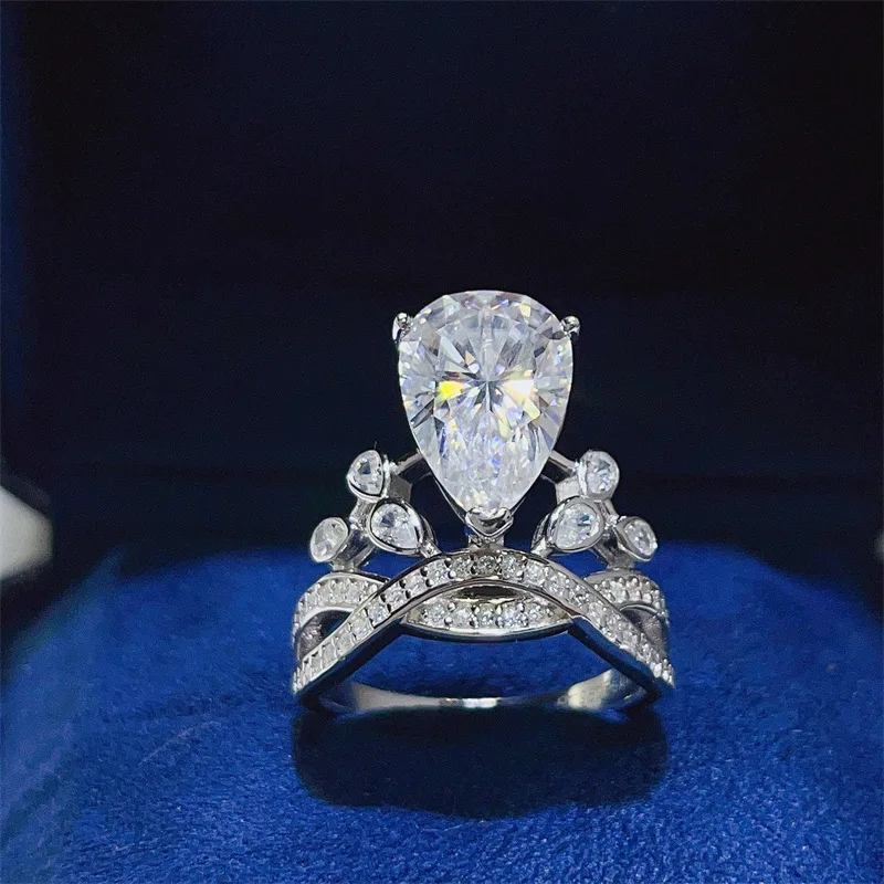 Noble & Elegant Luxury Pear Cut Diamond Ring For Women 5ct Moissanite PT950 Platinum | Outstanding temperament, full of grace