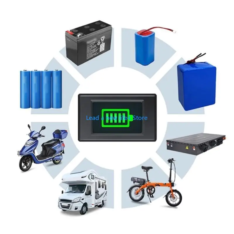 Y55E Indicador capacidade da bateria DC5-50V Ácido chumbo Lithium LIFEPO4 Voltímetro motocicleta
