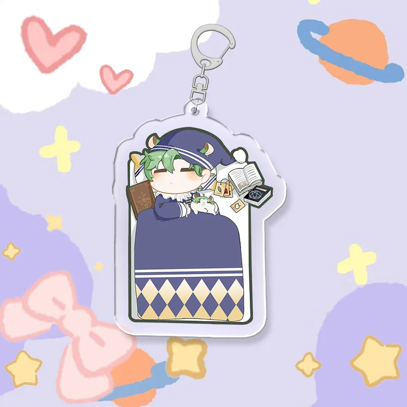 Game Nu: Carnival 6CM Anime Keychain Sleeping Figure Eiden Aster Morvay Edmond Cartoon Key Chain Backpack Pendant Accessories