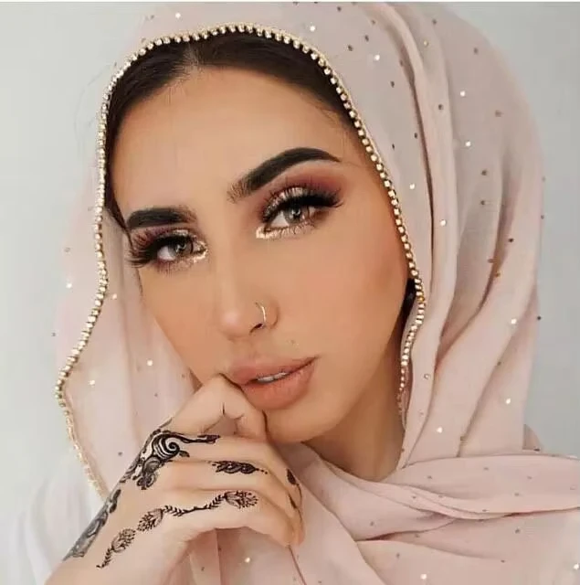 1 pieza de diamantes de imitación dorados, cadena de gasa con burbujas, sombreros brillantes, bufanda Hijab musulmana