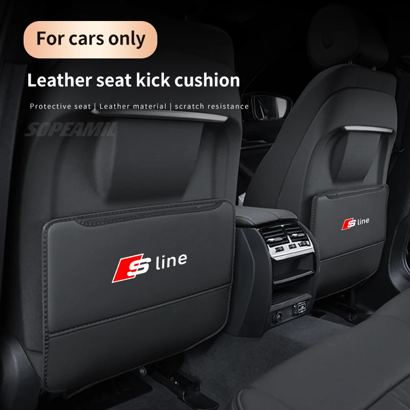 Audi Sline A3 A4 A5 A6 A7 A8 Q3 Q5 Q7 Q8 RS3RS4 S3 S4 Car Seat Back Storage Bag Rear Anti-wear Backrest Protection Anti-kick Pad 