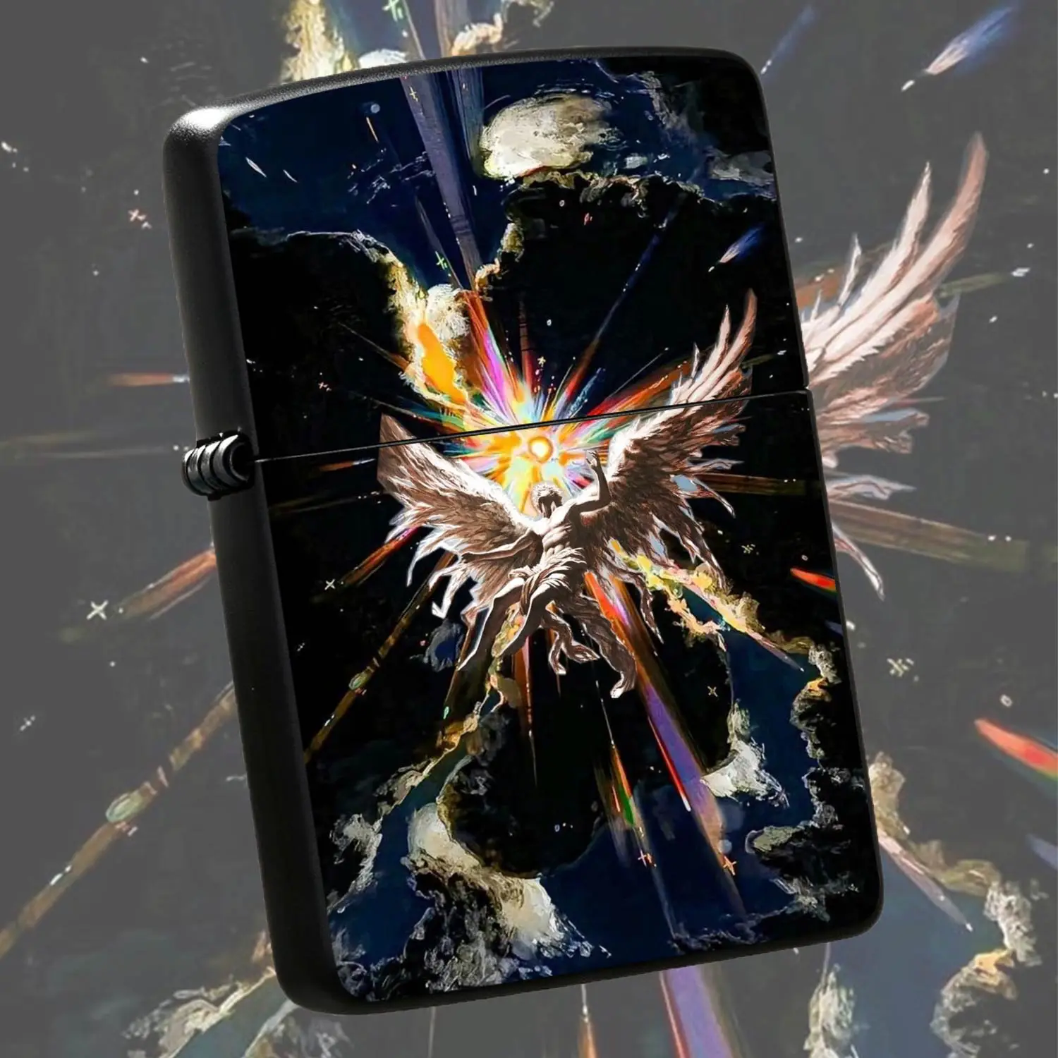 Creative Glowing Angel Themed Portable Lighter, Artistic Iridescent Wings Starry Sky Trendy Accessory, Unique Aesthetic Portable Item, Suitable For All Daily Scenarios, Exquisite Collectible Thoughtful Gift, Integrate Visual Beauty And Prac
