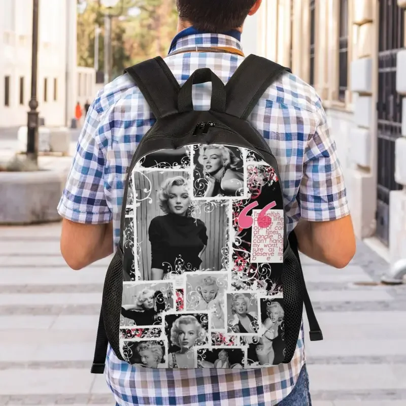 Marilyns Monroe Life Mochilas para homens e mulheres, resistente à água, bolsa de atriz cantora de escola universitária, estampa, moda