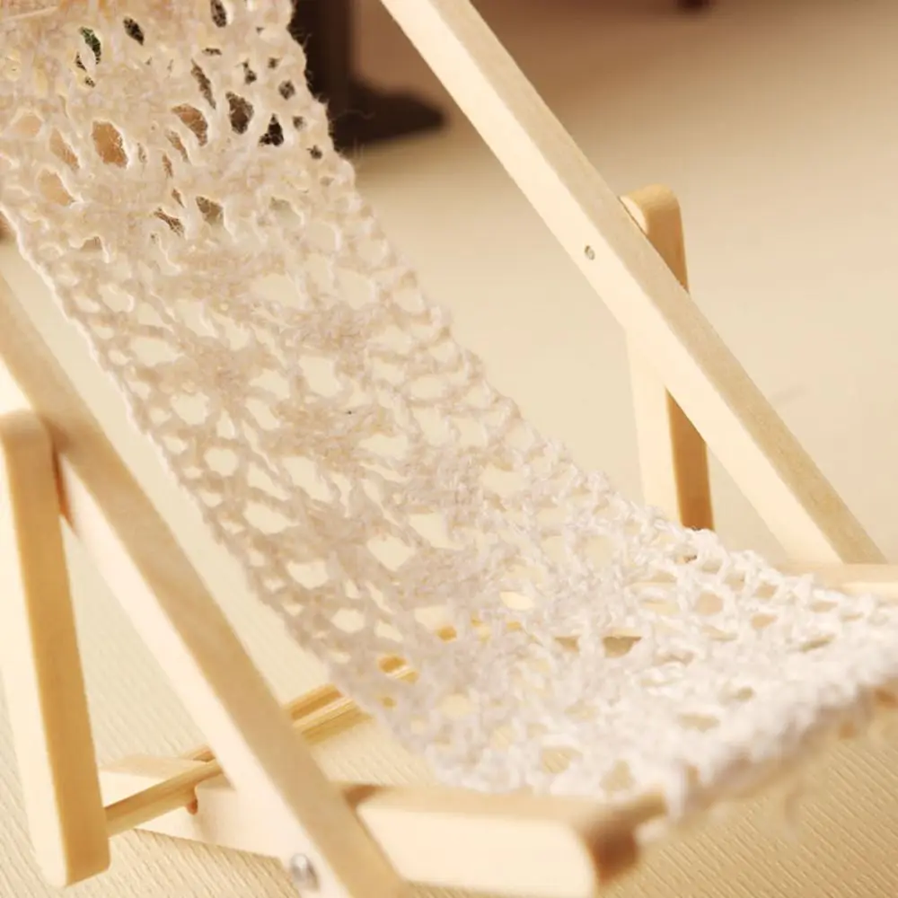 1:12 maison de poupée Miniature pliable en bois chaise de plage chaise longue modèle scène de vie décor jouet maison de poupée accessoires