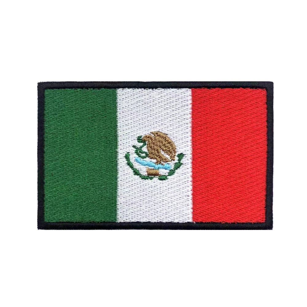 Parches de bandera mexicana de México, brazalete, parche bordado, gancho y bucle, insignia bordada con hierro, raya militar