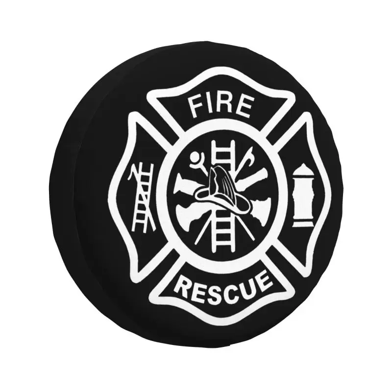 

Custom Fire Rescue Firefighter Spare Tire Cover for Mitsubishi Jeep RV SUV Camper Car Wheel Protector Cover 14" 15" 16" 17" Inch
