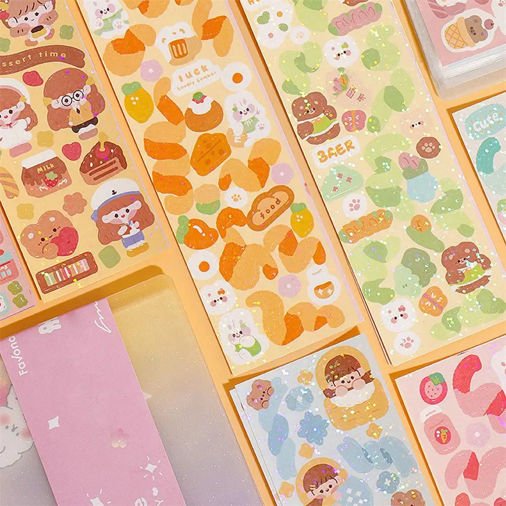 10pcs Random Stickers Pack Kawaii Laser Cute Stickers DIY Korean Stickers Laptop Scrapbook Decal Top Sticker Korean Stationery