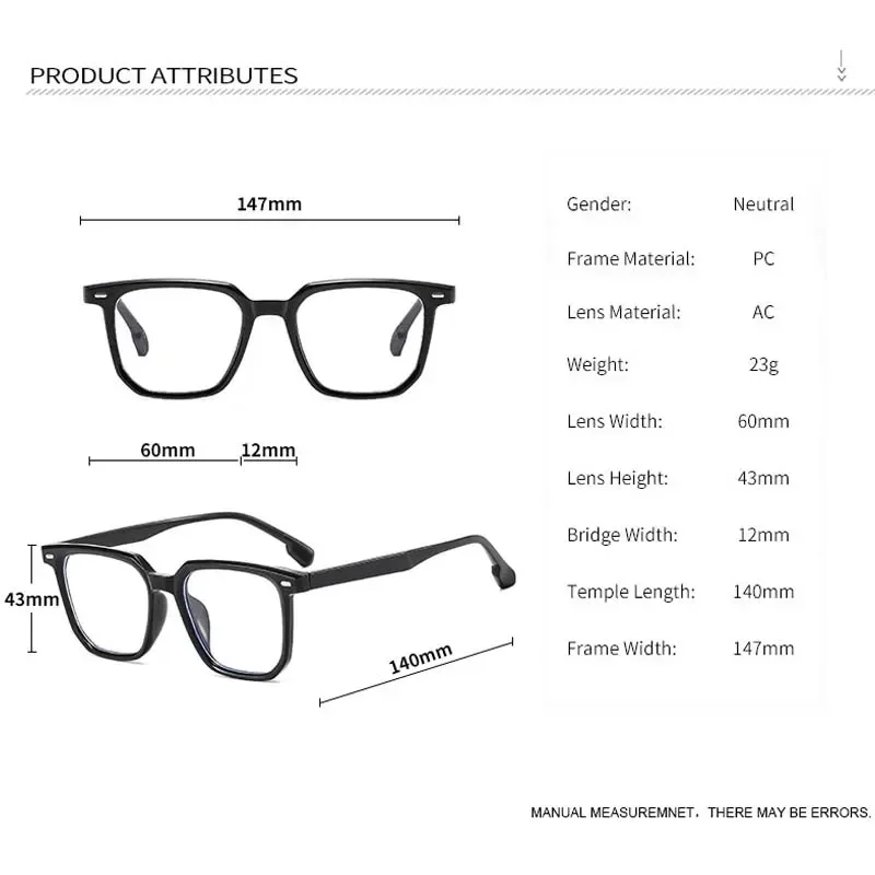 Fashion Vintage Square Glasses Women Men Brand Retro Eyeglasses Frame Male Clear Lens Unisex Outdoor Transparent Lens Gafas