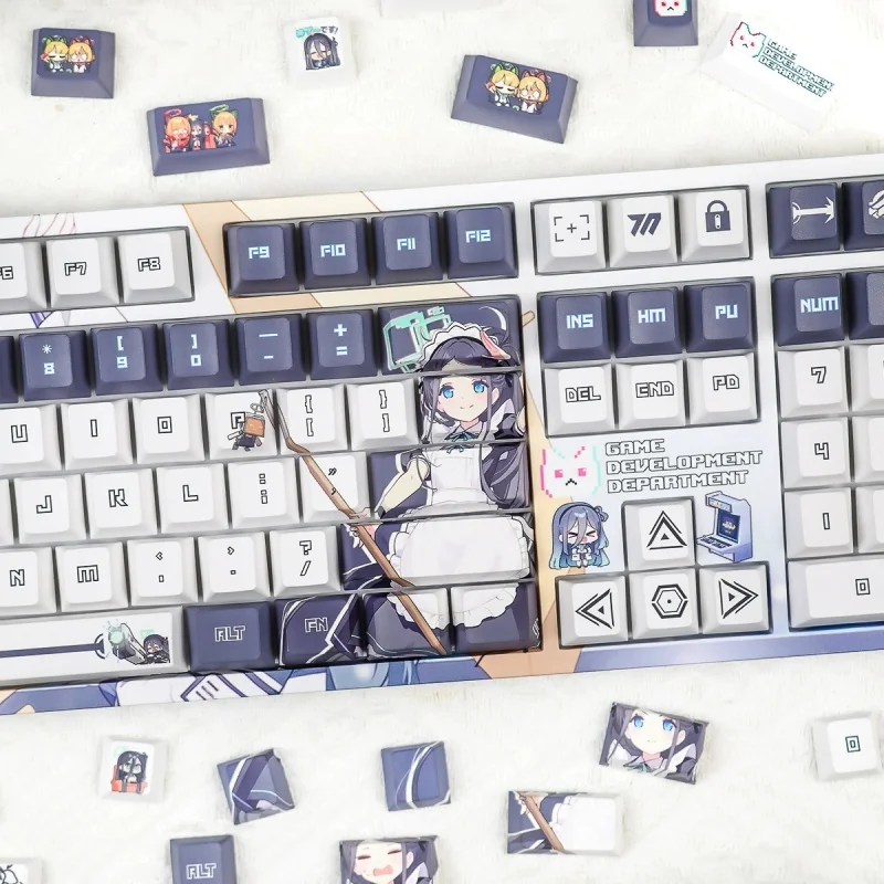 Imagem -02 - Arquivo Azul Alice Temático Keycaps 120 Chave Pbt Sublimação Térmica Teclado Mecânico Anime Jogo dos Desenhos Animados Coletar Presentes Keycaps